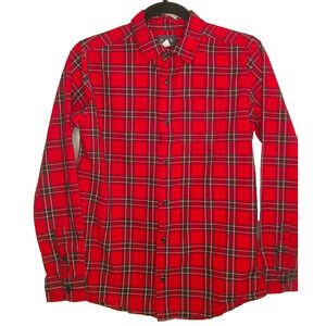 Children's Place Youth XXL 16 Red Black Long Sleeve Button-down Plaid Shirt